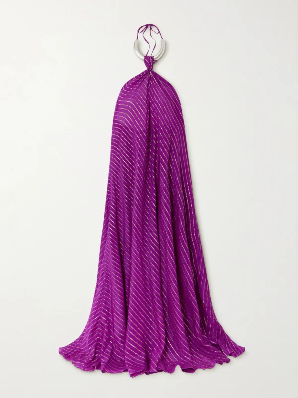 Johanna Ortiz Majestic Power Embellished Silk-blend Chiffon Halterneck Maxi Dress