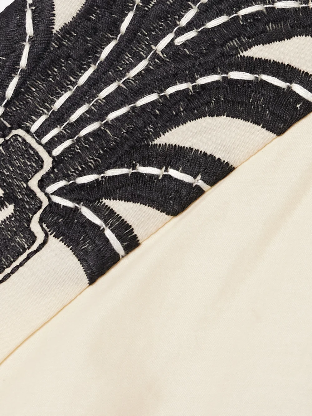 Close-up detail of the Johanna Ortiz Pintaderas Cutout Embroidered Cotton-blend Voile Halterneck Mini Dress