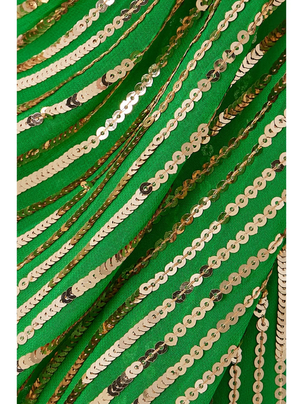 Close-up detail of the Johanna Ortiz Poder Tejido Convertible Embellished Silk Crepe De Chine Maxi Dress