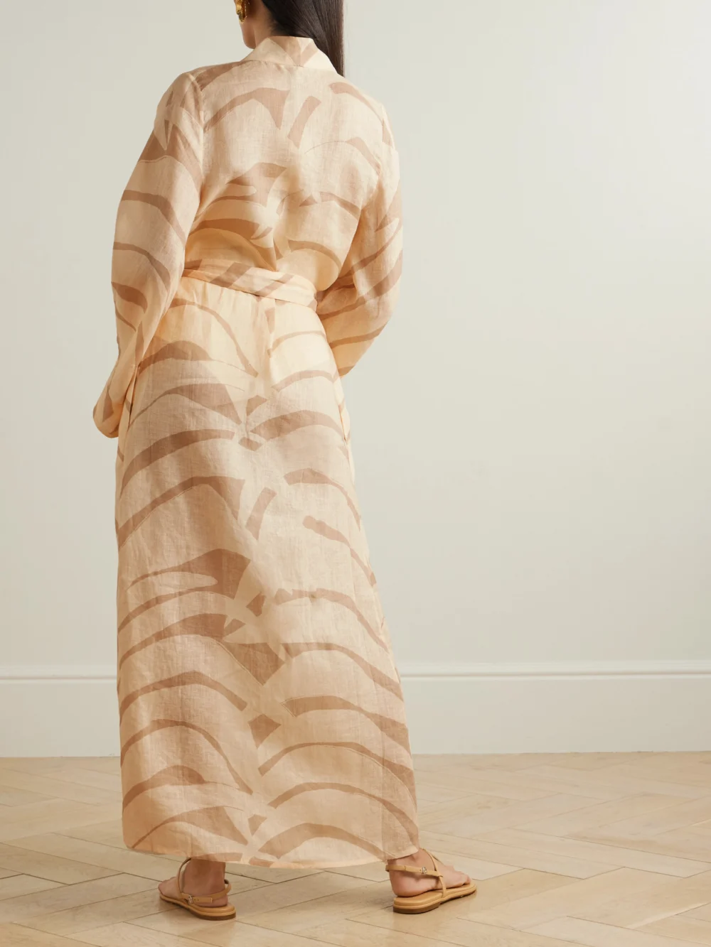 Back view of the Johanna Ortiz Sail Softly Belted Printed Linen Robe