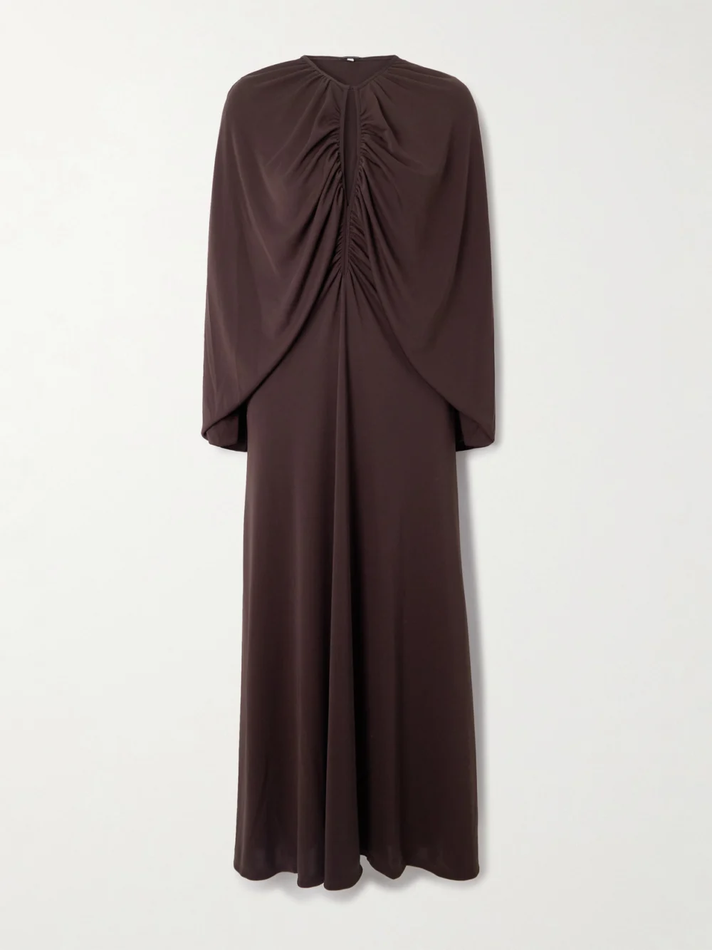 Johanna Ortiz Silent Solstice Cape-effect Satin-jersey Midi Dress in chocolate