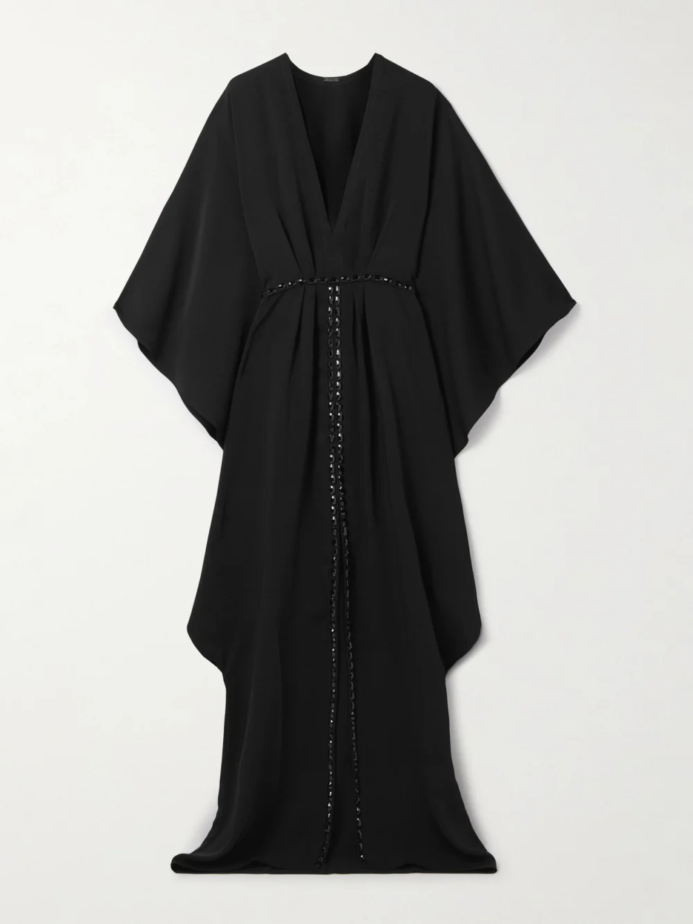 Johanna Ortiz Sombreando Crystal-embellished Pleated Crepe Maxi Dress in black