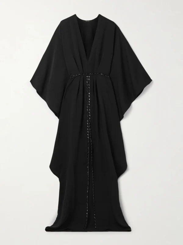 Johanna Ortiz Sombreando Crystal-embellished Pleated Crepe Maxi Dress