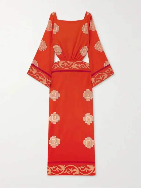 Johanna Ortiz Underwater Sanctuary Open-back Printed Cotton-poplin Maxi Dress