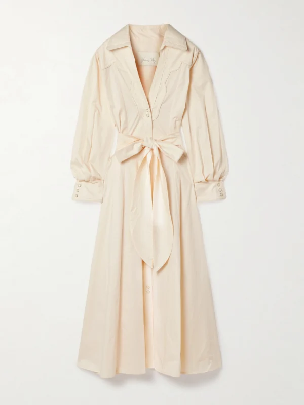 Johanna Ortiz Vela De Cruz Belted Cotton-blend Poplin Midi Shirt Dress