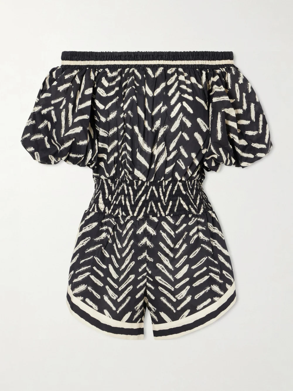 Johanna Ortiz Water Hymn Printed Cotton-poplin Playsuit in black