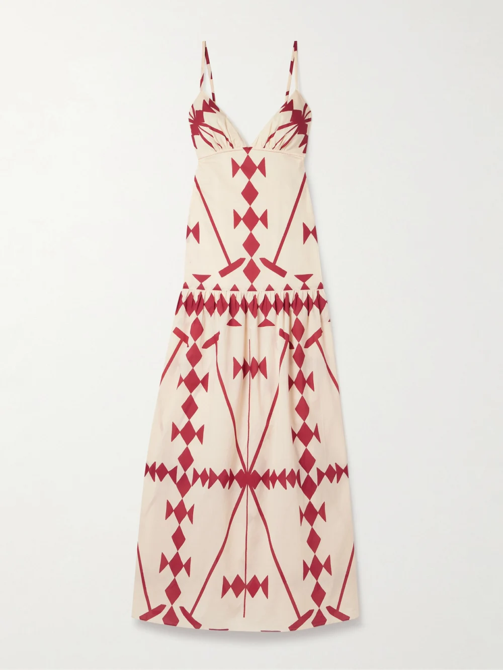 Johanna Ortiz Zea Palm Printed Cotton-poplin Maxi Dress in ecru