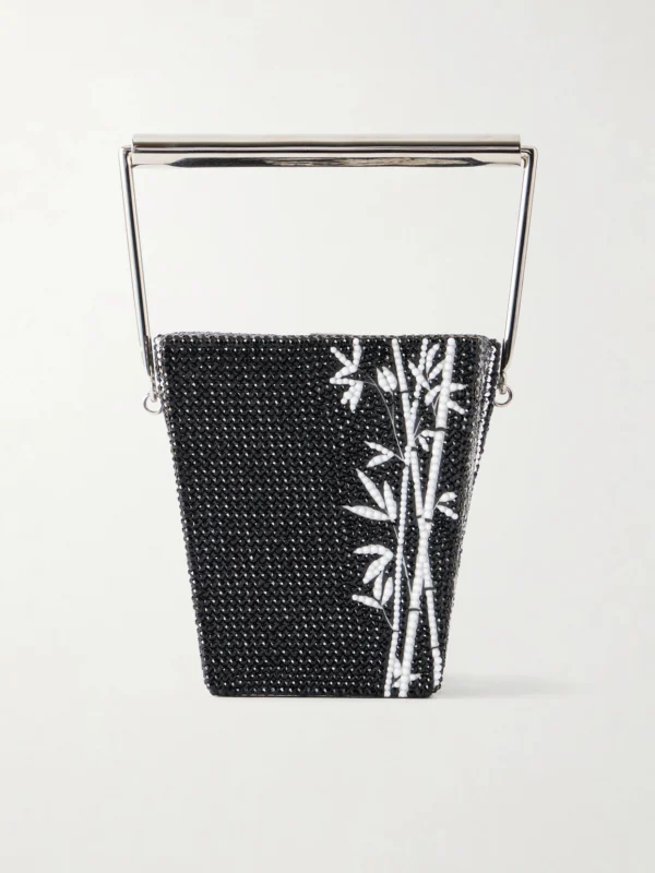 Judith Leiber Couture Bamboo Take Away Cup Crystal-embellished Silver-tone Clutch