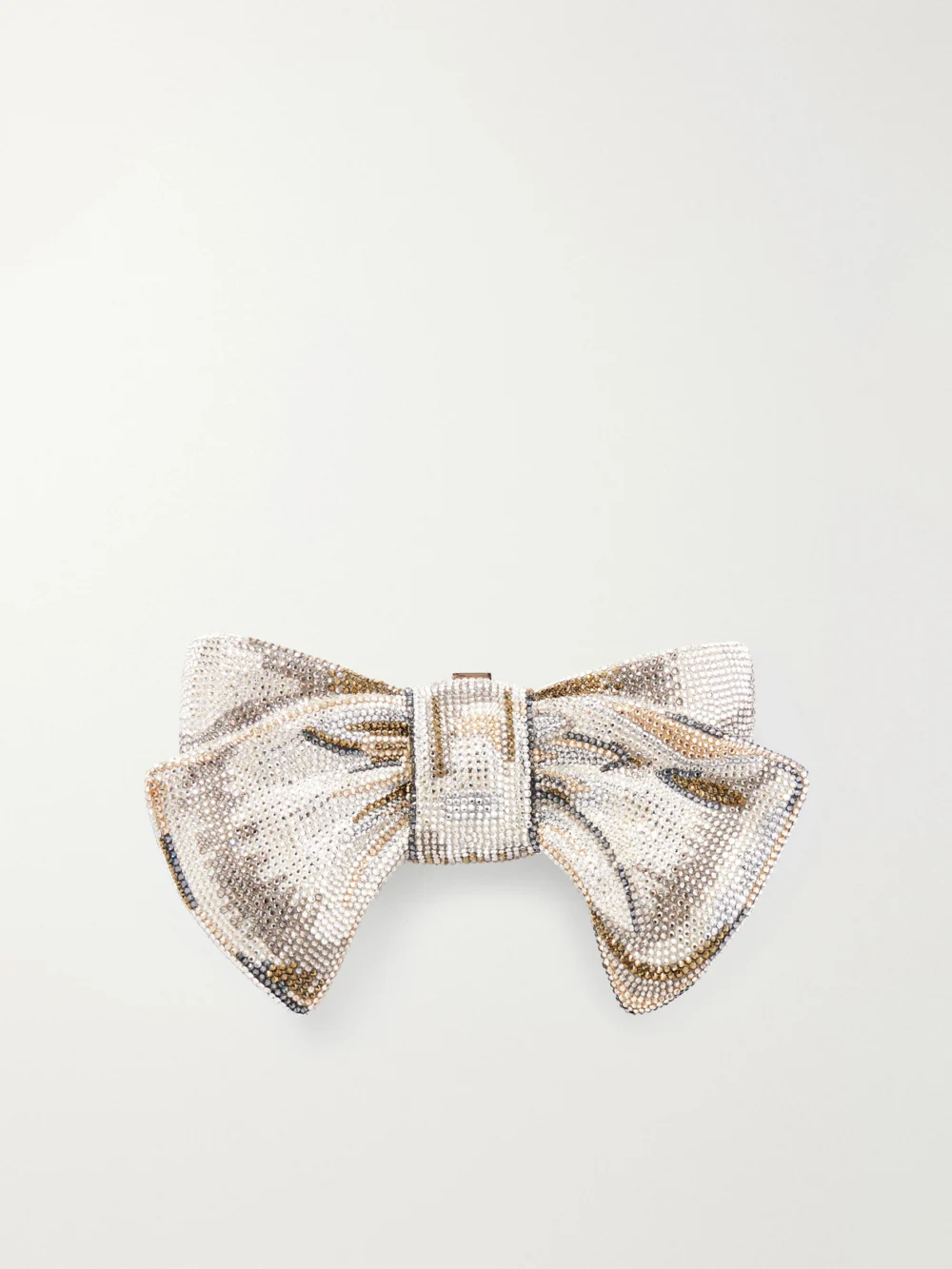Judith Leiber Couture Bow Just for You Crystal-embellished Silver-tone Clutch