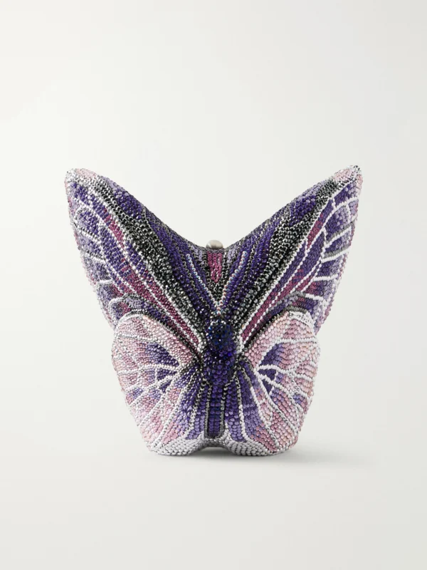 Judith Leiber Couture Butterfly Crystal-embellished Silver-tone Clutch