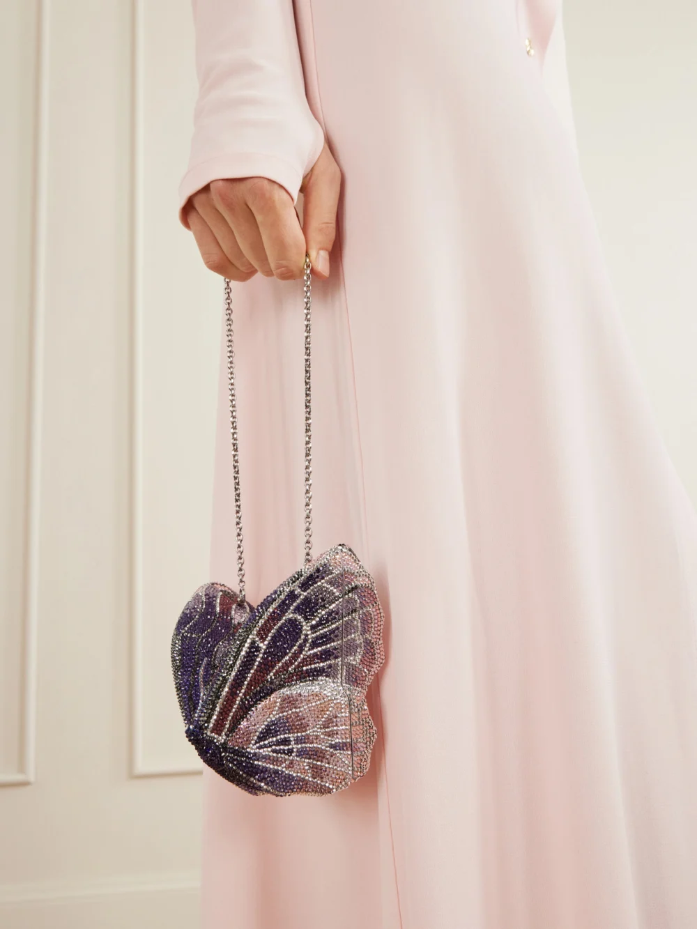 Judith Leiber Couture Butterfly Crystal-embellished Silver-tone Clutch, styled view