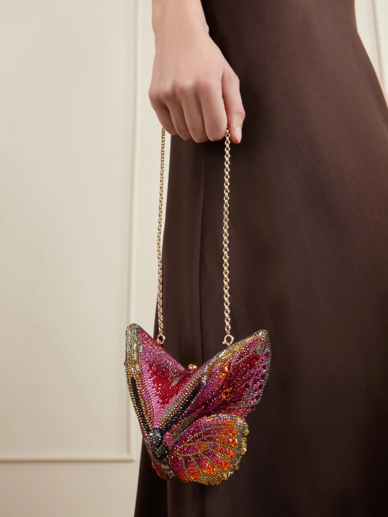 Judith Leiber Couture Butterfly Fireclipper Crystal-embellished Gold-tone Clutch