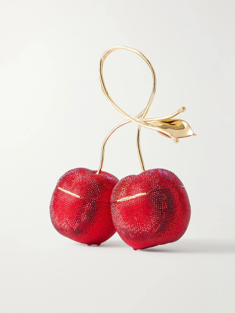 Back view of the Judith Leiber Couture Cherries Crystal-embellished Gold-tone Clutch