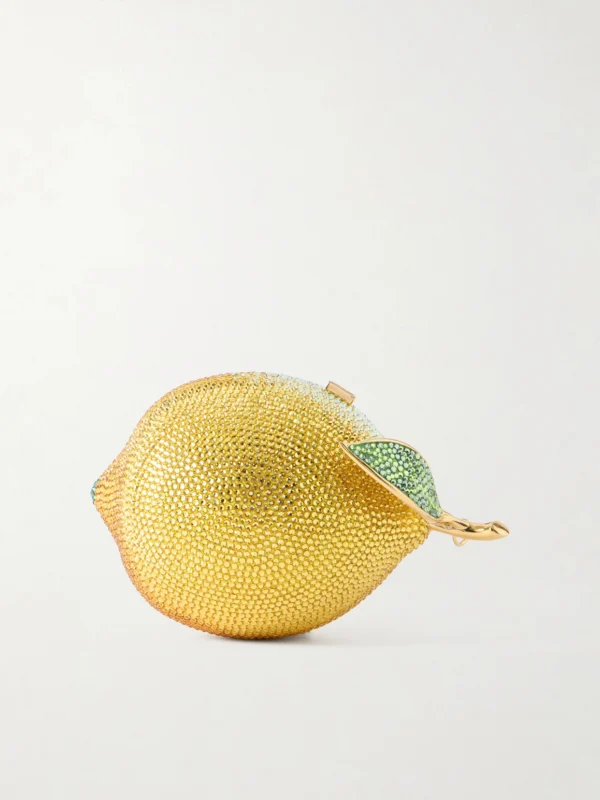 Judith Leiber Couture Citron Crystal-embellished Gold-tone Clutch