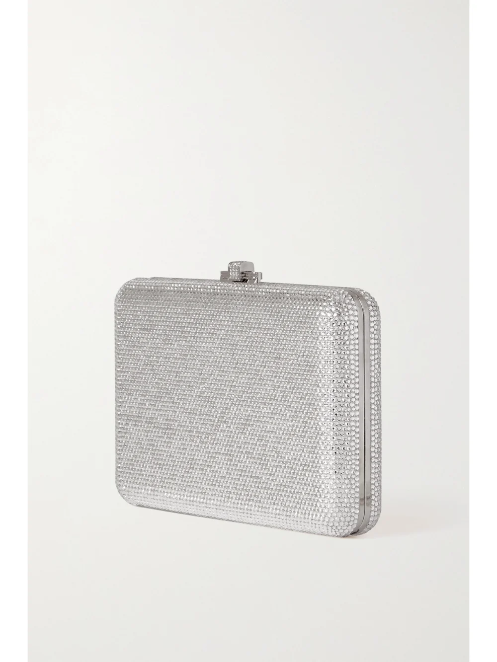 Back view of the Judith Leiber Couture Emirates Crystal-embellished Silver-tone Clutch