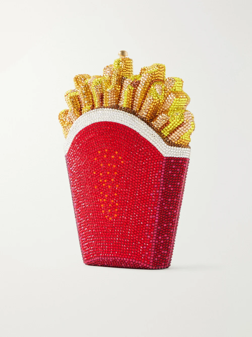 Back view of the Judith Leiber Couture French Fries Fresh and Hot Crystal-embellished Gold-tone Clutch