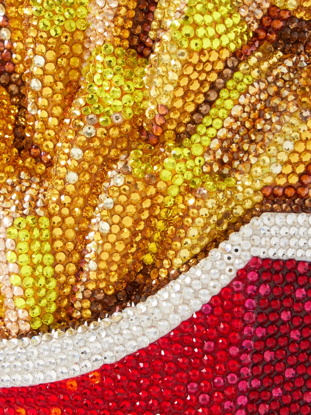 Close-up detail of the Judith Leiber Couture French Fries Fresh and Hot Crystal-embellished Gold-tone Clutch