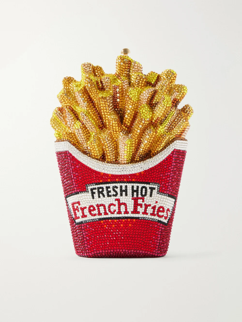 Judith Leiber Couture French Fries Fresh and Hot Crystal-embellished Gold-tone Clutch in red