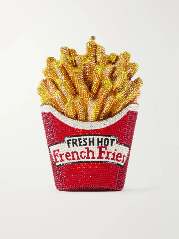 Judith Leiber Couture French Fries Fresh and Hot Crystal-embellished Gold-tone Clutch