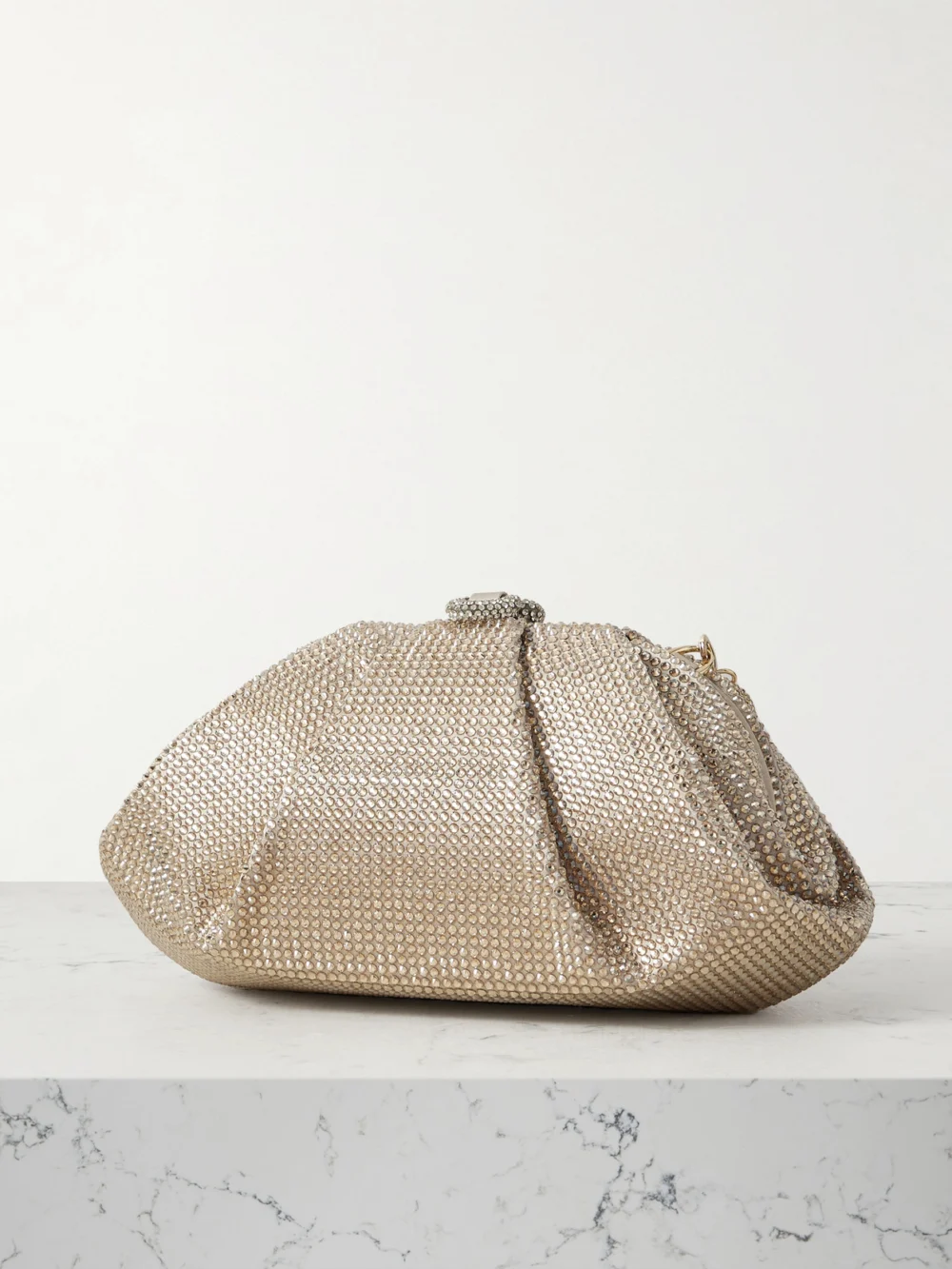 Back view of the Judith Leiber Couture Gemma Crystal-embellished Satin Clutch