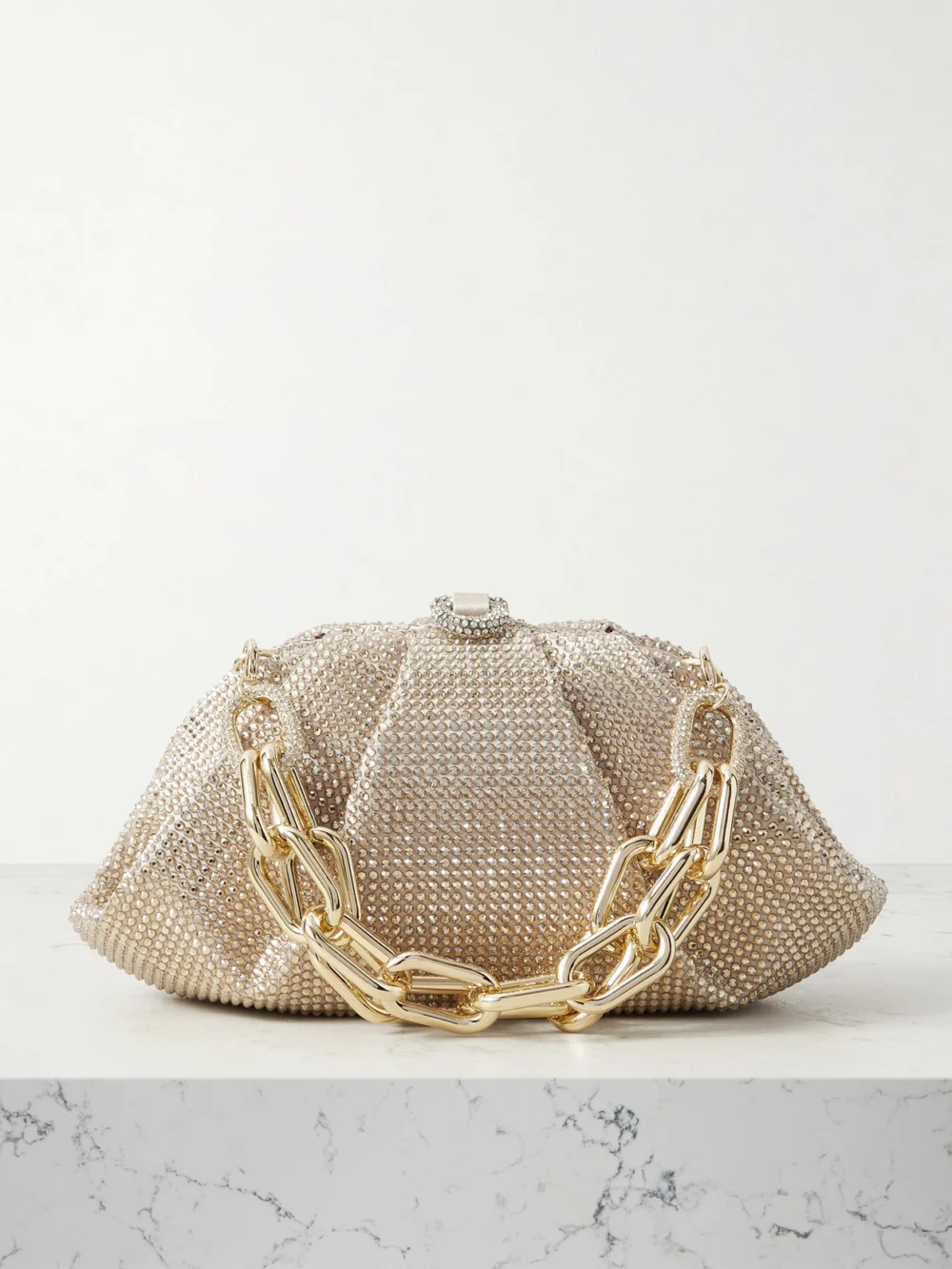 Judith Leiber Couture Gemma Crystal-embellished Satin Clutch in gold