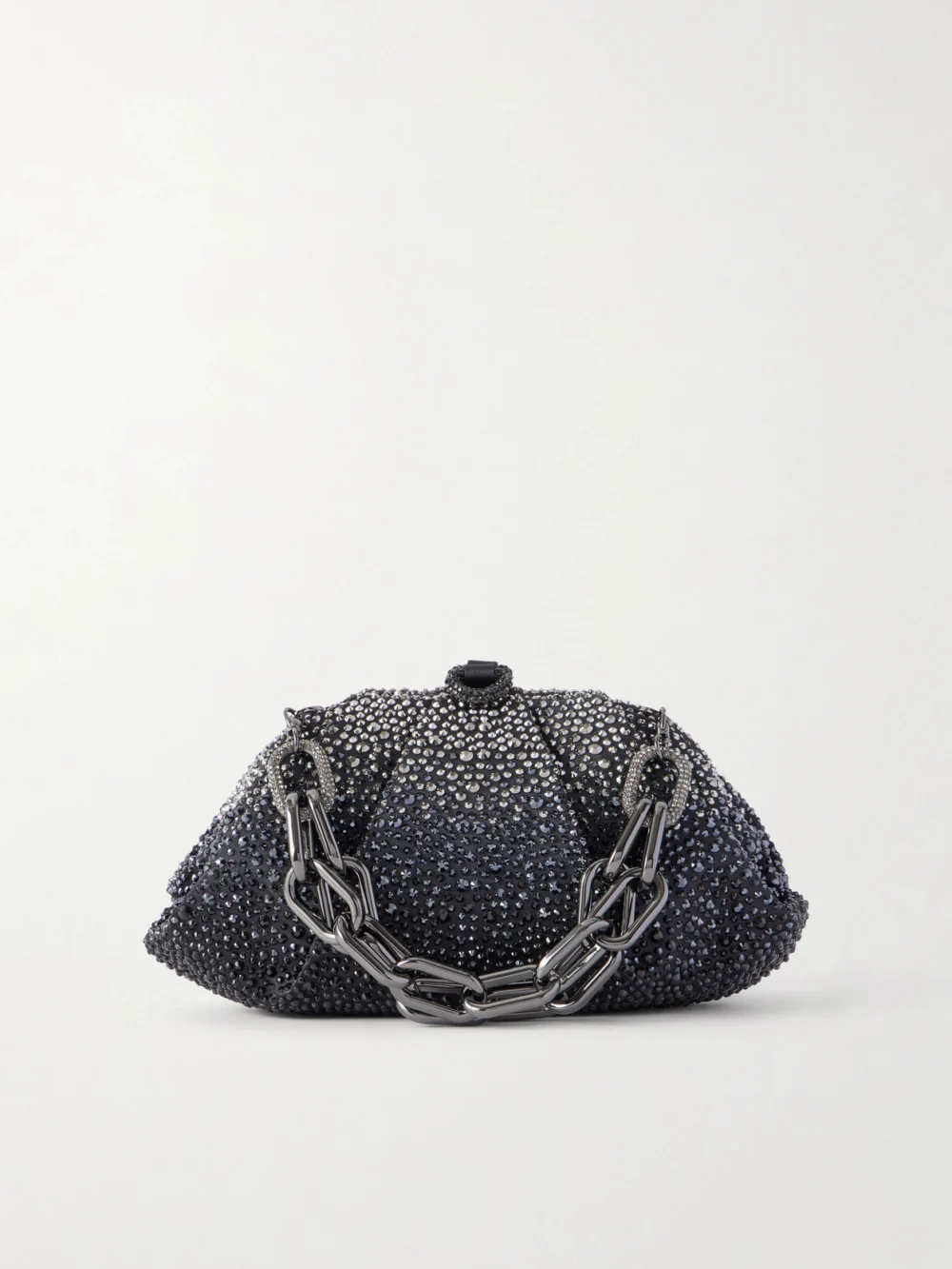 Judith Leiber Couture Gemma Crystal-embellished Silver-tone Clutch in black