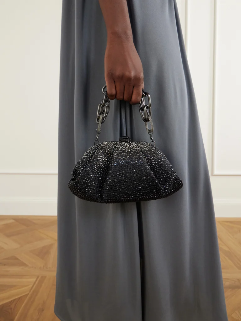 Judith Leiber Couture Gemma Crystal-embellished Silver-tone Clutch
