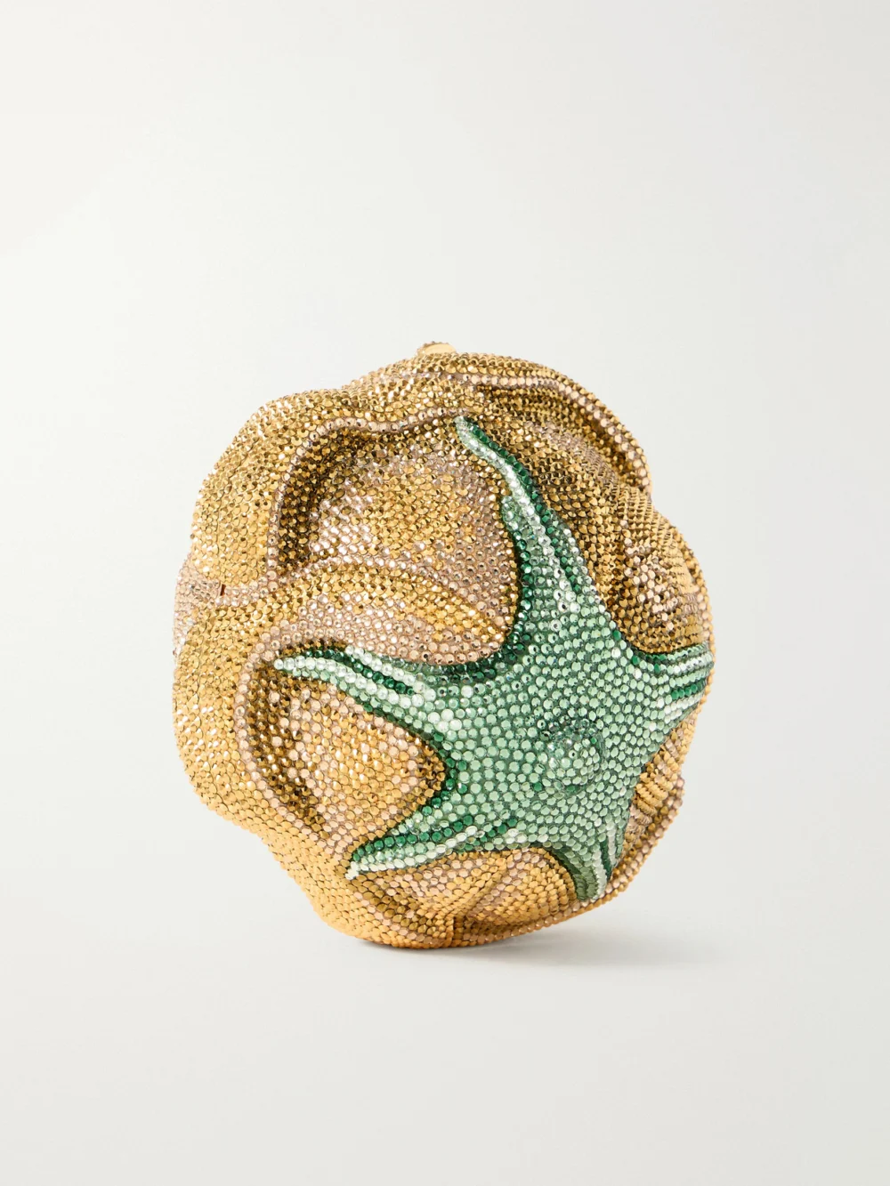 Back view of the Judith Leiber Couture Golden Rose Crystal-embellished Gold-tone Clutch
