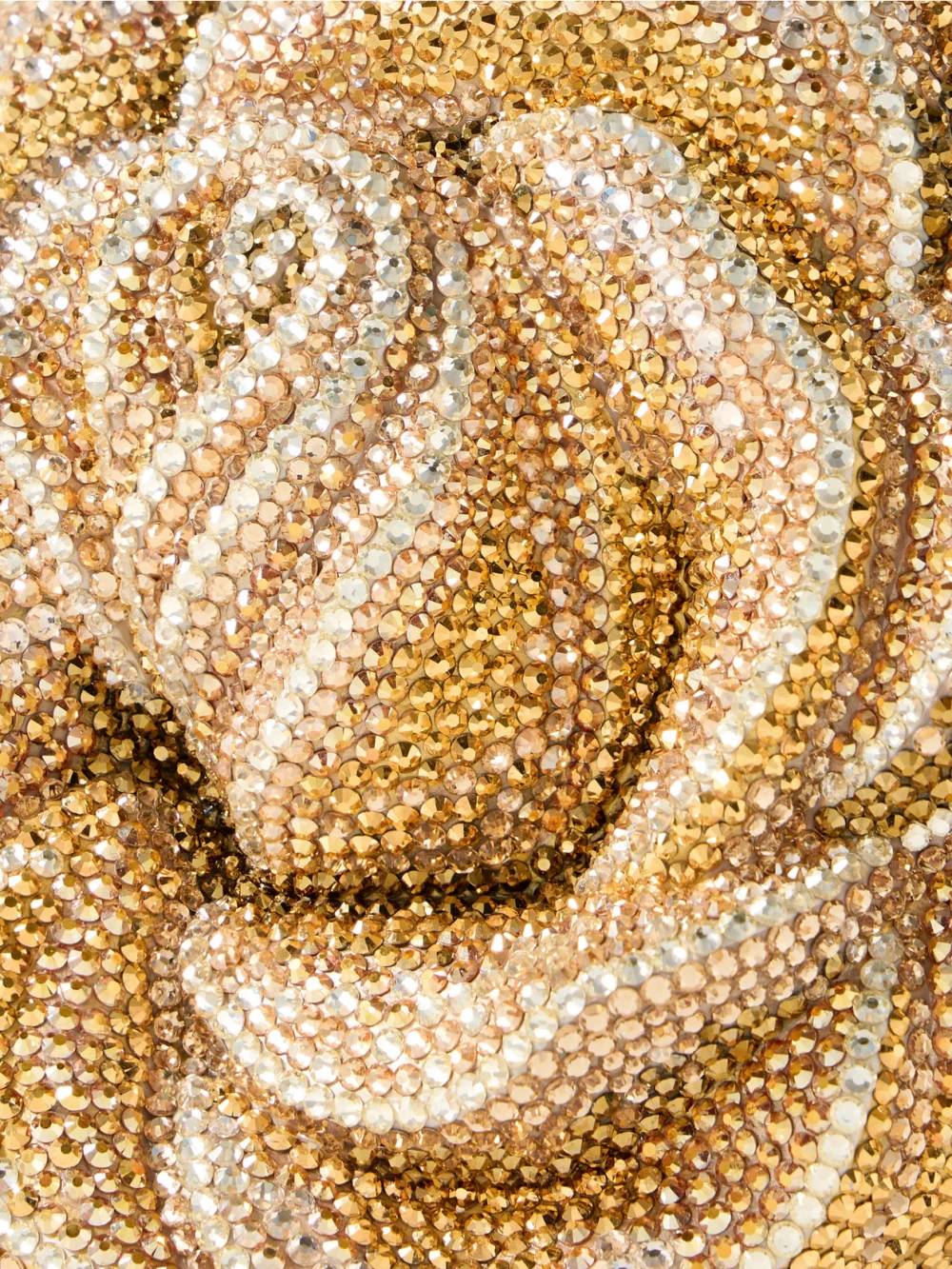 Close-up detail of the Judith Leiber Couture Golden Rose Crystal-embellished Gold-tone Clutch