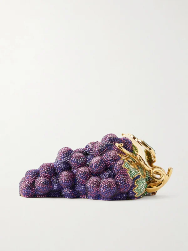 Judith Leiber Couture Grapes Crystal-embellished Gold-tone Clutch