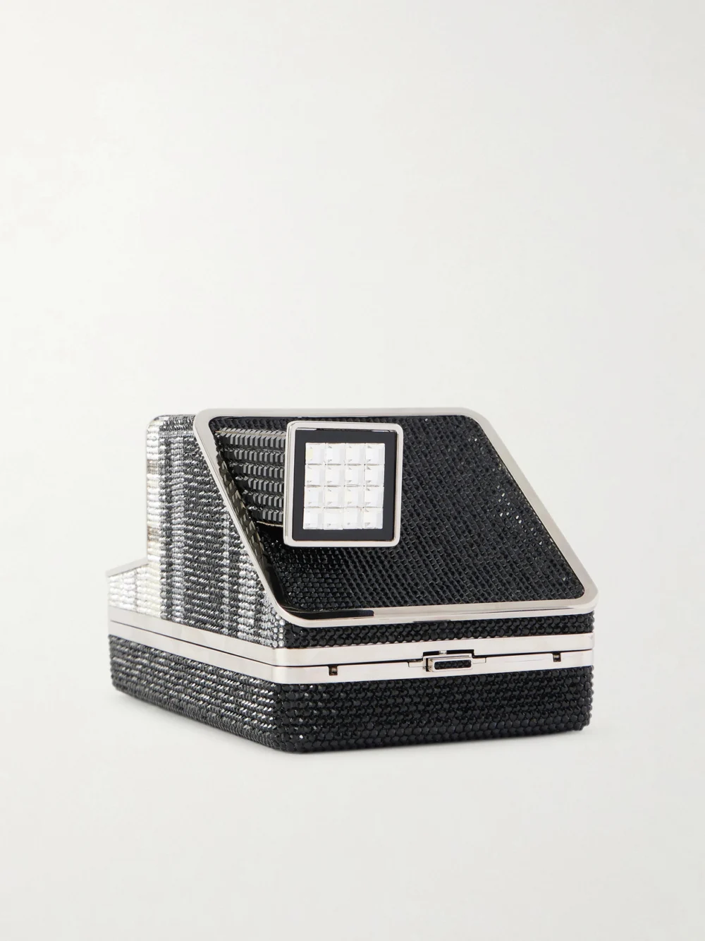 Back view of the Judith Leiber Couture Image Crystal-embellished Silver-tone Clutch