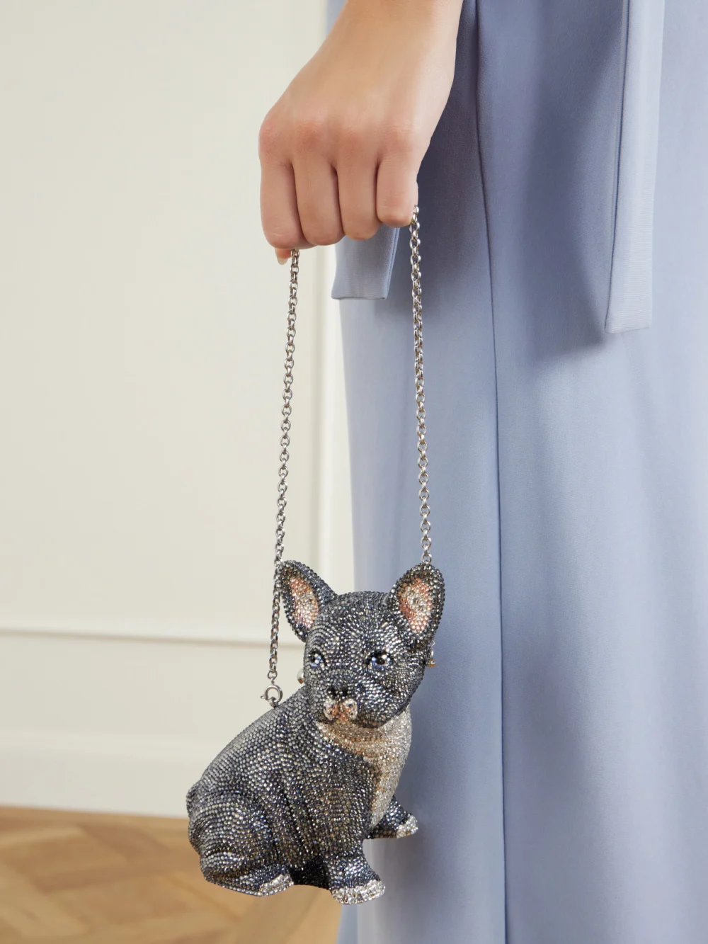 Judith Leiber Couture Louie Crystal-embellished Silver-tone Clutch, styled view