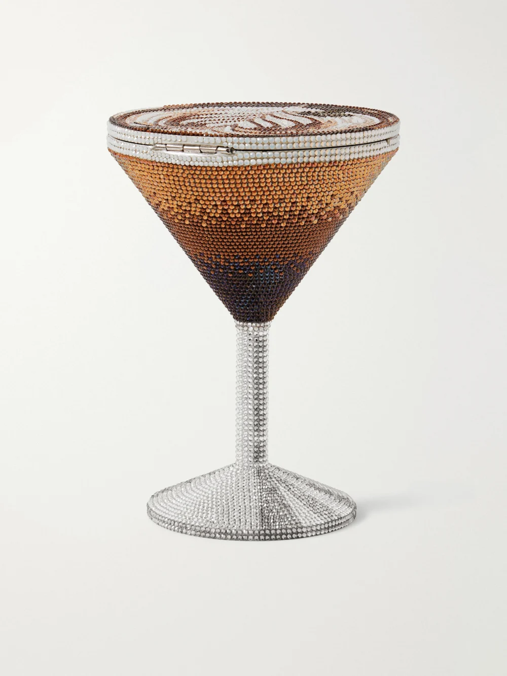 Back view of the Judith Leiber Couture Martini Espresso Crystal-embellished Silver-tone Clutch