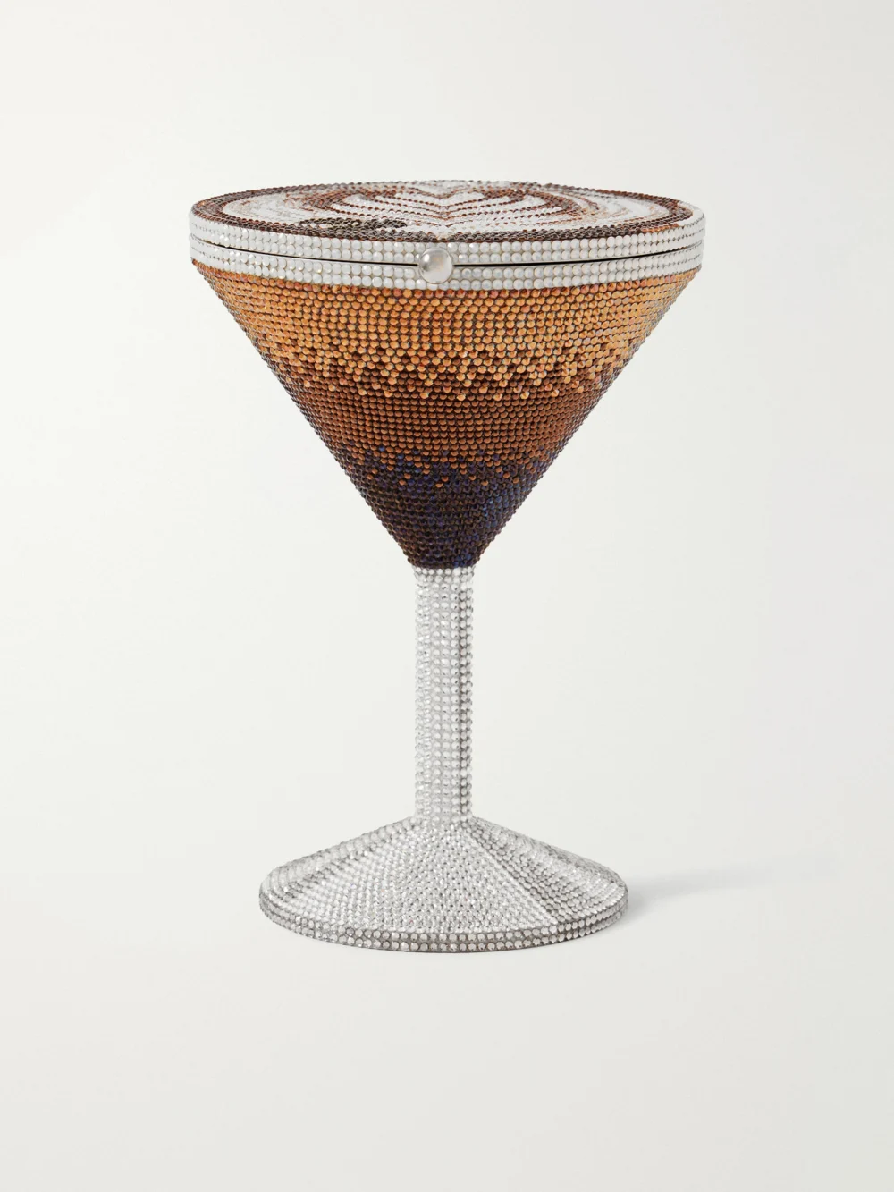 Judith Leiber Couture Martini Espresso Crystal-embellished Silver-tone Clutch in multi