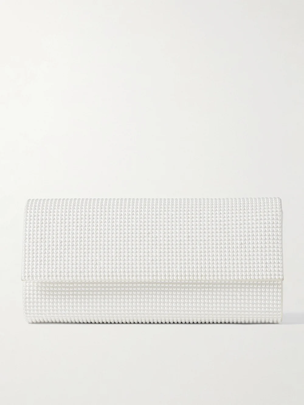 Judith Leiber Couture Perry Embellished Satin Clutch in white