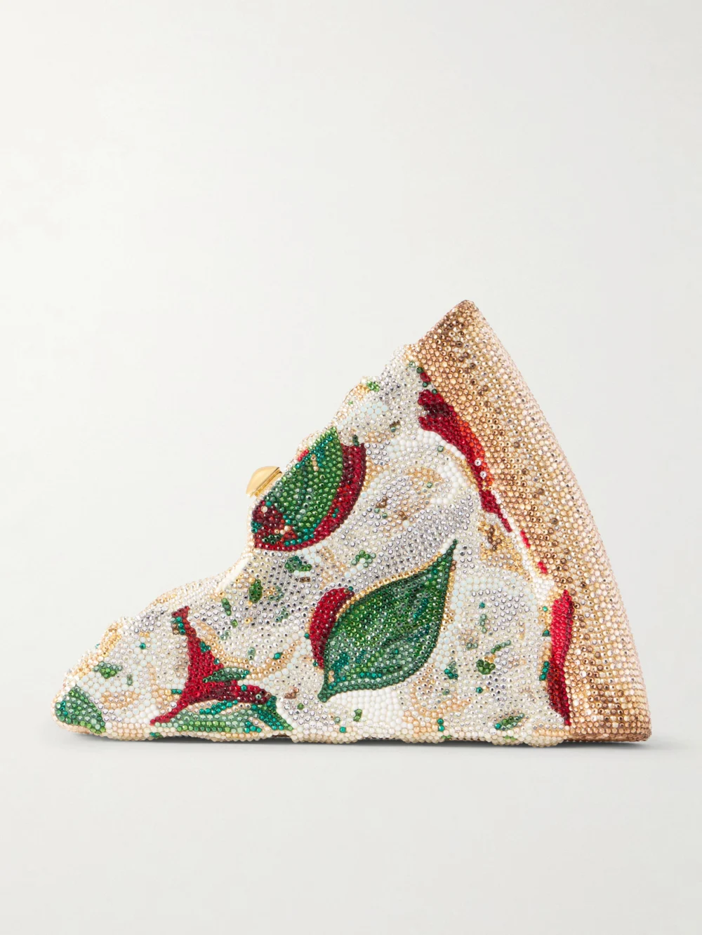 Judith Leiber Couture Pizza Crystal-embellished Gold-tone Clutch in multi
