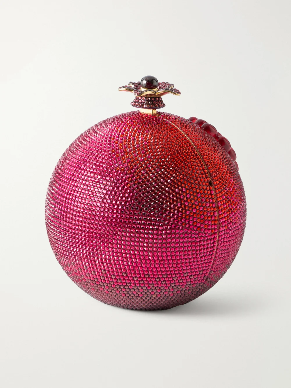 Back view of the Judith Leiber Couture Pomegranate Crystal-embellished Gold-tone Clutch