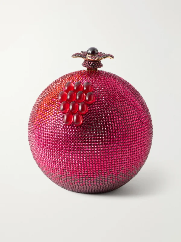 Judith Leiber Couture Pomegranate Crystal-embellished Gold-tone Clutch