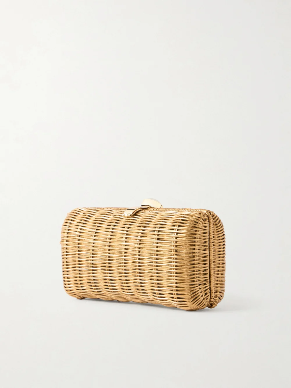 Back view of the Judith Leiber Couture Poppy Basket Rattan Clutch