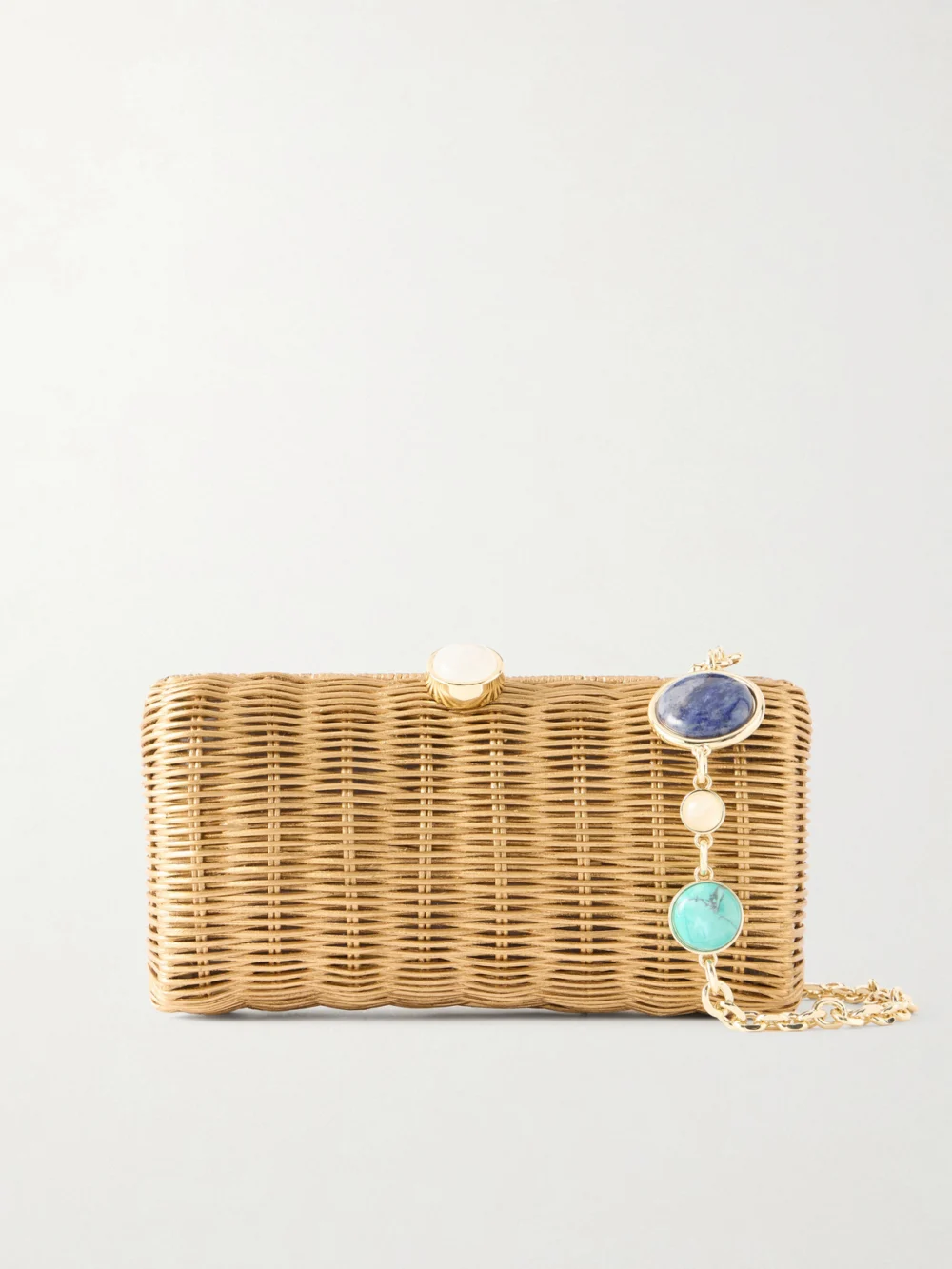 Judith Leiber Couture Poppy Basket Rattan Clutch in neutral