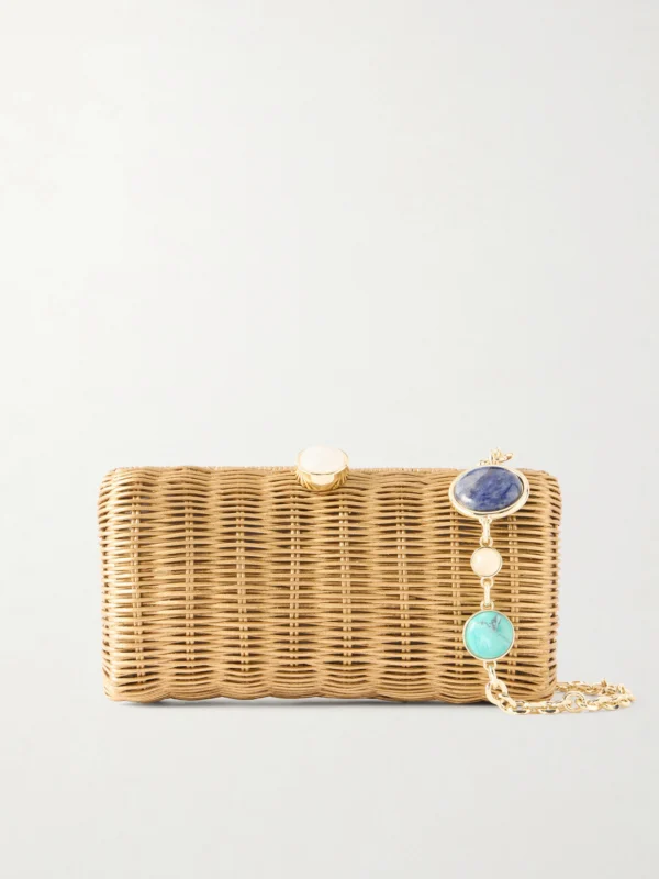 Judith Leiber Couture Poppy Basket Rattan Clutch