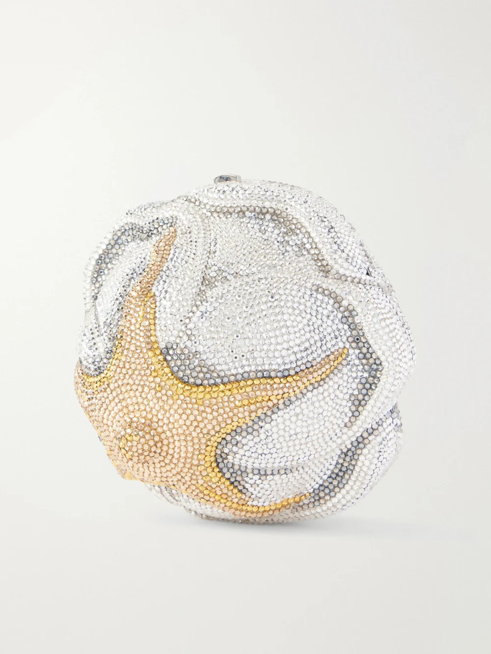 Back view of the Judith Leiber Couture Rose Desiree Crystal-embellished Silver-tone Clutch
