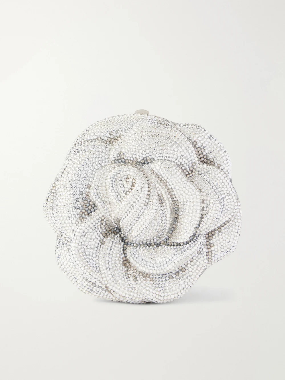 Judith Leiber Couture Rose Desiree Crystal-embellished Silver-tone Clutch