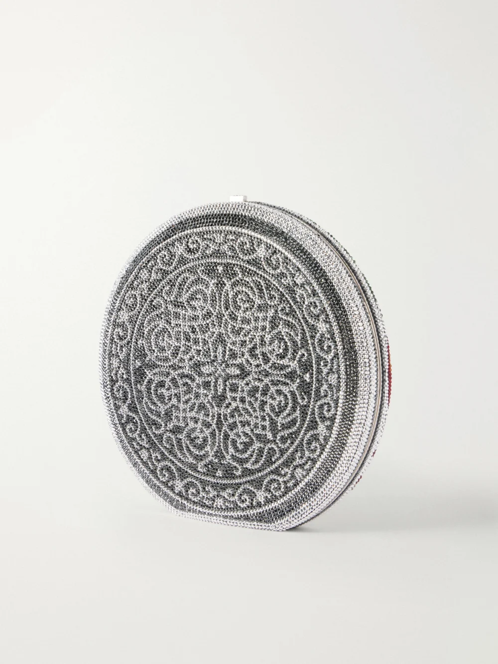 Back view of the Judith Leiber Couture Seacuterie Crystal-embellished Silver-tone Clutch