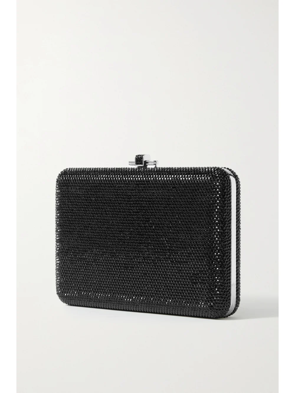 Back view of the Judith Leiber Couture Slim Slide Crystal-embellished Silver-tone Clutch
