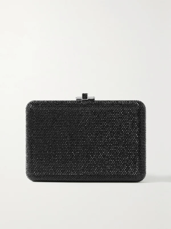 Judith Leiber Couture Slim Slide Crystal-embellished Silver-tone Clutch