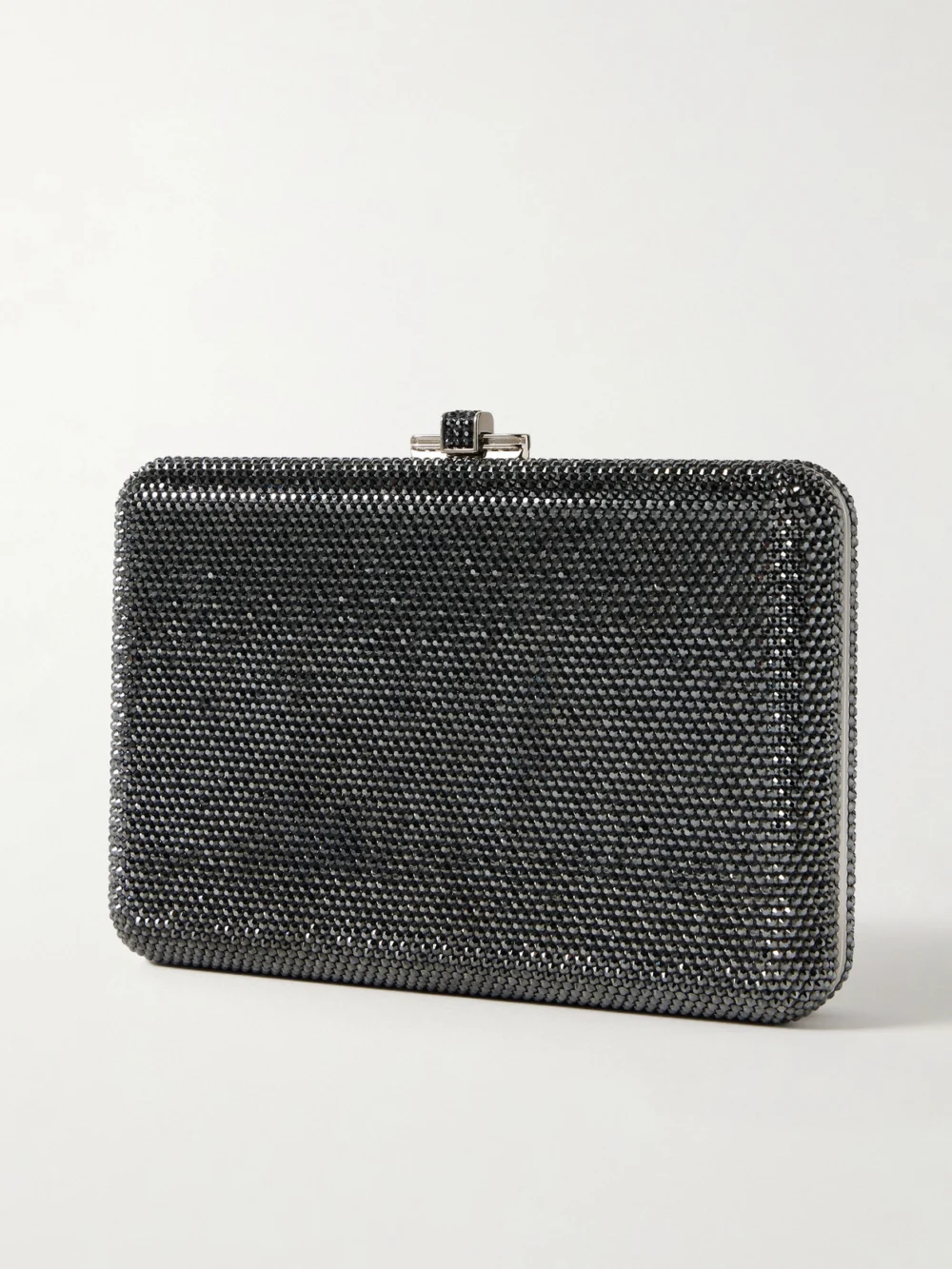 Back view of the Judith Leiber Couture Slim Slide Crystal-embellished Silver-tone Clutch