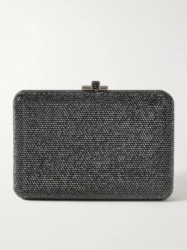 Judith Leiber Couture Slim Slide Crystal-embellished Silver-tone Clutch