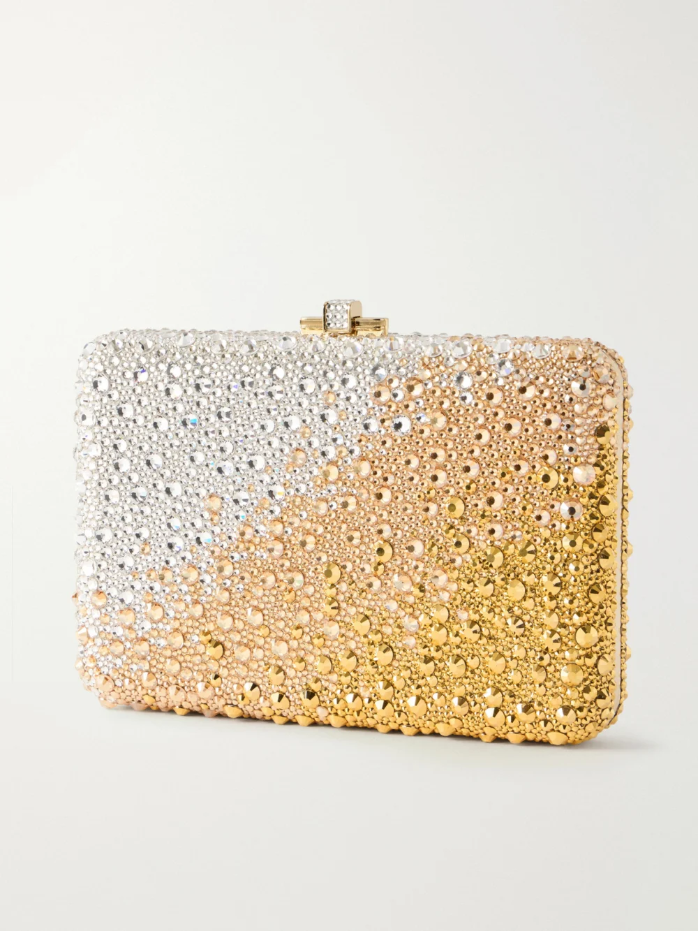 Back view of the Judith Leiber Couture Slim Slide Crystal-embellished Silver-tone Clutch