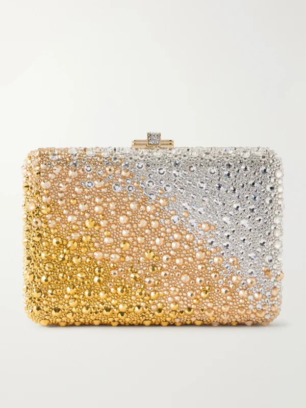 Judith Leiber Couture Slim Slide Crystal-embellished Silver-tone Clutch